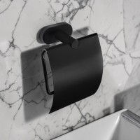 ΧΑΡΤΟΘΗΚΗ ΜΠΑΝΙΟΥ ΑΠΟ ΑΝΟΞΕΙΔΩΤΟ ΑΤΣΑΛΙ ΚΛΕΙΣΤΗ INOX 304 ΜΑΥΡΟ ΜΑΤ BLACK MAT CHIC